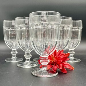 Set of 6 (1986- ) Libbey Duratuff Gibraltar Clear Iced Tea Goblets (12 ounces); Vintage Dessert Glasses; Wine / Water / Cocktails; Barware