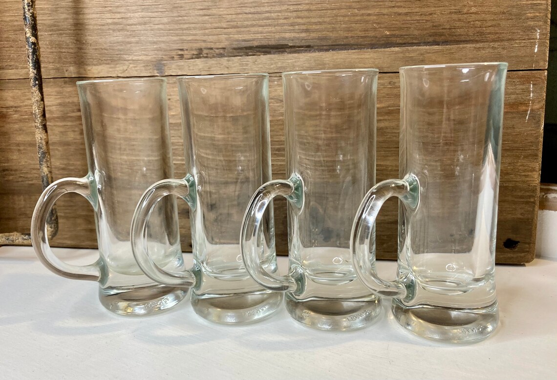 VINTAGE Tall Shot Glasses with Mug Handles Barware Liquor Etsy