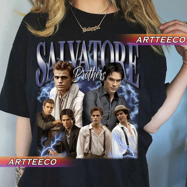 Vintage Salvatore Brothers Shirt, Salvatore Brothers T-shirt, Damon Salvatore Sweatshirt, Damon Salvatore Merch, Damon Salvatore Bootleg Tee