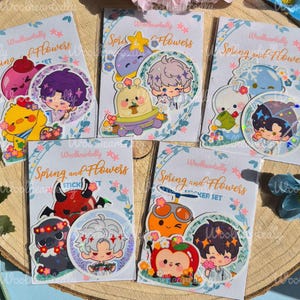 NEW Love and Deepspace sticker pack Spring and Flowers event Xavier, Rafayel, Zayne, Sylus, Caleb waterproof holographic