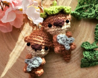 Schlüsselanhänger Otter Gehäkelt Amigurumi Handgemacht Plüsch Accessoires Stofftier Geschenk Tiere Anhänger