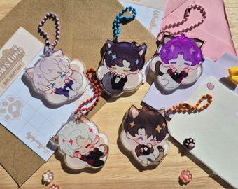 NEW Love and Deepspace acrylic Kitty keychains Xavier, Rafayel, Zayne, Sylus, Caleb