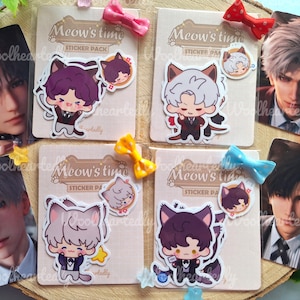 Love and Deepspace LADS sticker pack cat caretaker event of Xavier, Rafayel, Zayne, Sylus