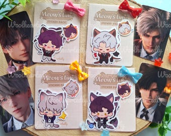 Love and Deepspace LADS sticker pack cat caretaker event of Xavier, Rafayel, Zayne, Sylus