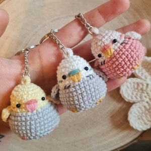 Kleine Bunte Wellensittiche Schlüsselanhänger Gehäkelt Amigurumi Handgemacht Plüsch Accessoires Stofftier Wellensittich Vogelliebhaber Bild 2