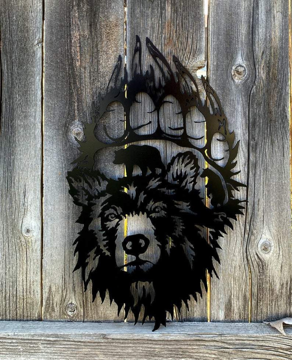 Afcultures Metal wall art Metal bear paw print Etsy