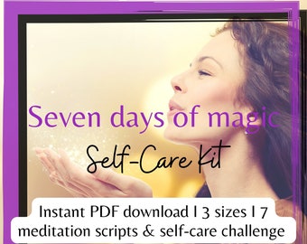 7 DAY CHALLENGE Self-Care Planner and Meditation Scripts, Digital Download, Mental Health Journal, Affirmations Scripts, Self-Care Gift, log
