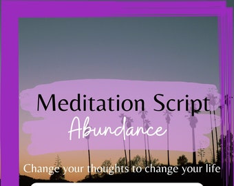 ABUNDANCE MEDITATION SCRIPT, Digital Download Guided Meditations, Motivational Meditation, Prosperity Mindset, Short pdf Meditation