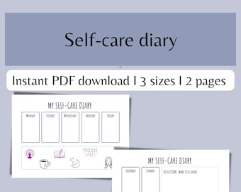 Selfcare diary to plan and track selfcare activities, weekly goal planner for your well-being, make your wellness a priority, instant PDF