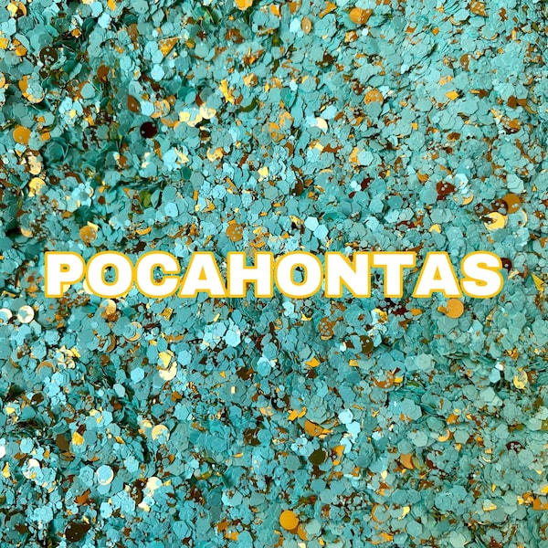 POCAHONTAS Teal Chunky Glitter Mix | Teal and Gold Chunky Glitter | Polyester Glitter | 2 oz Glitter | Chunky Glitter | Tumbler Glitter