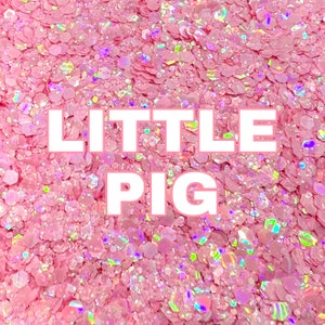 LITTLE PIG Pink Holographic Chunky Glitter Mix | Holographic Glitter | Chunky Glitter Mix | Tumbler Glitter | Polyester Glitter