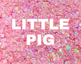 LITTLE PIG Pink Holographic Chunky Glitter Mix | Holographic Glitter | Chunky Glitter Mix | Tumbler Glitter | Polyester Glitter