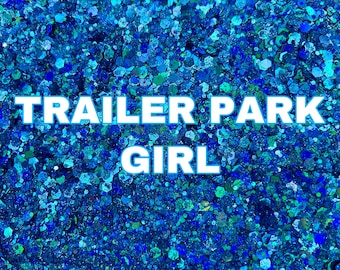 TRAILER PARK GIRL Chunky Glitter Mix | Blue Iridescent Chunky Glitter | 2oz Glitter | Teal Blue Glitter | Chunky Glitter | Glitter