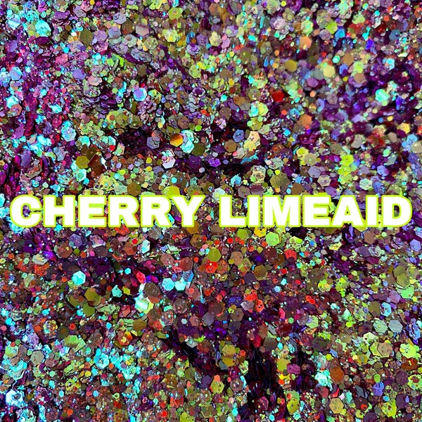 CHERRY LIMEAID Color Shifting Chunky Glitter Mix | Chunky Glitter Mix | Green and Purple Color Shift Glitter |2oz Glitter| Polyester Glitter