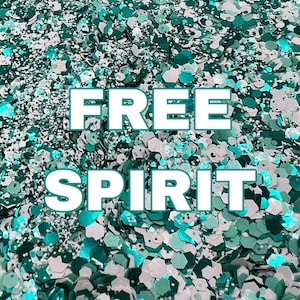 FREE SPIRIT Teal and White Chunky Glitter Mix | Chunky Glitter Mix | Polyester Glitter | Tumbler Glitter
