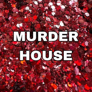 MURDER HOUSE Dark Wine/ Blood Red Holographic Chunky Glitter Mix | Chunky Glitter Mix | Red Holographic Glitter |Tumbler Glitter | Polyester