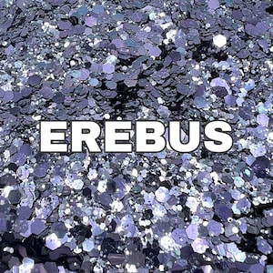 EREBUS Slate Grey/ Blue Iridescent Chunky Glitter Mix | Grey Glitter Mix | Chunky Glitter | Tumbler Glitter | Polyester Glitter