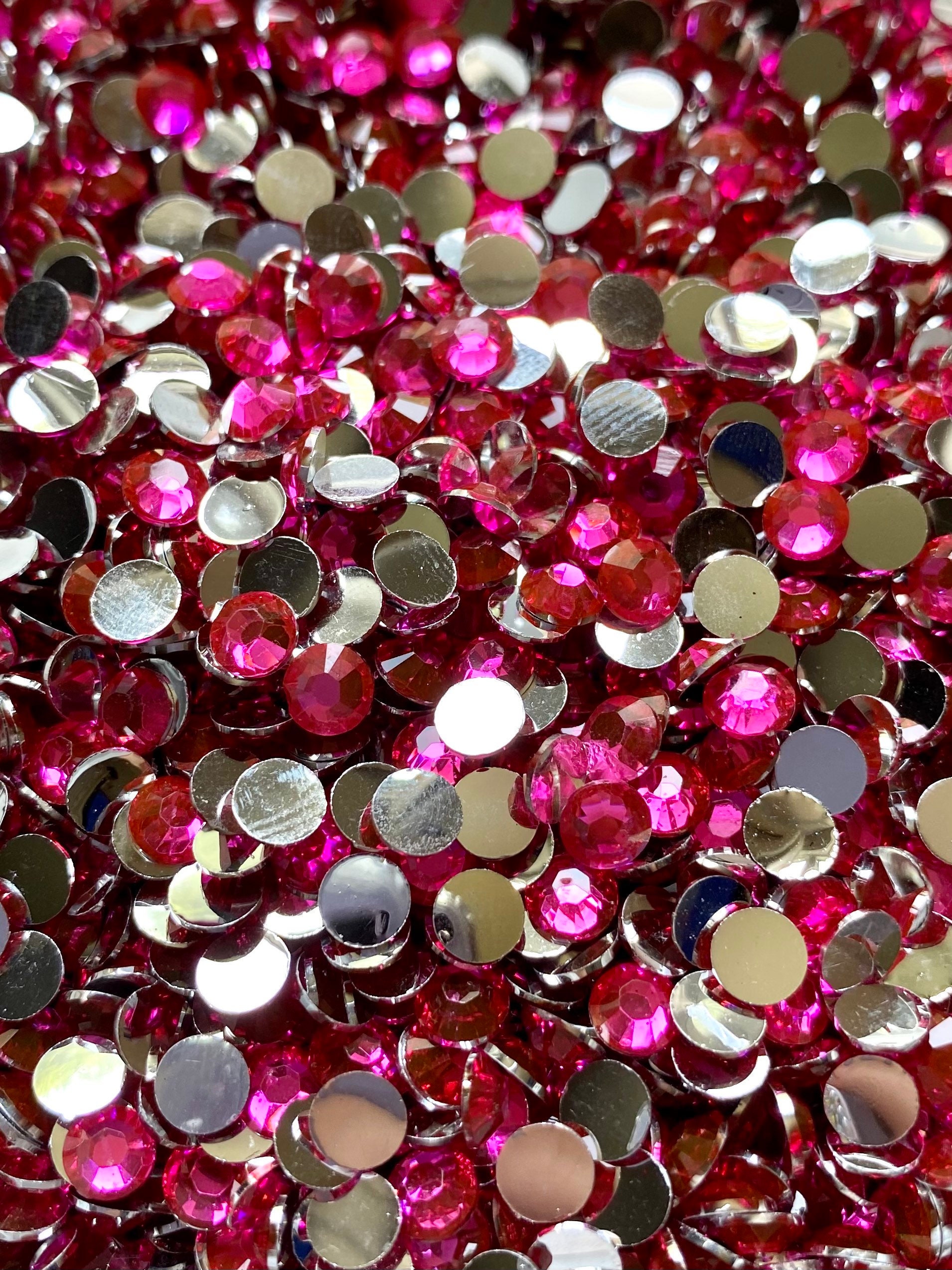 LPBeads 6400 Pieces Hotfix Rhinestones Pink Flat Back 5 Mixed Sizes Crystal  Round Glass Gems with Tweezers and Picking Rhinestones Pen