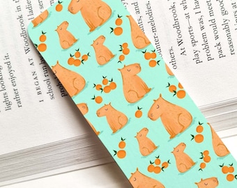 Capybara Cute Bookmark | book lover reading gift capy lover novelty animal wildlife jungle tropical fun funny colourful capivara bookshelf