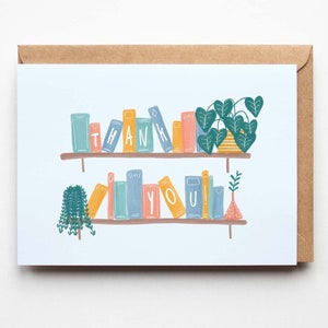 Thank You Books Cute A6 Customisable Card teacher professor end term student pupil book lover read gift graduation school science english image 1