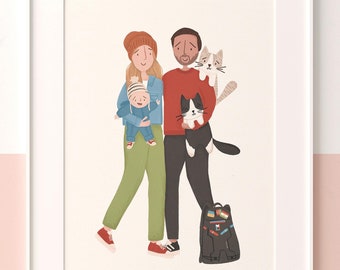 Portrait Customisable Print | Christmas gift couple wedding home anniversary engagement Valentine’s favourite pet birthday love friend