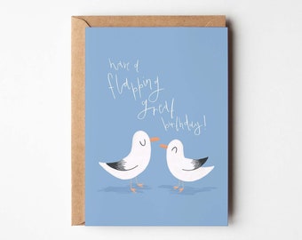 Seagull Pun Customisable Pun Card | fathers birthday mothers dad mum baby parent seaside bird beach coast love cute Devon Cornwall Brighton