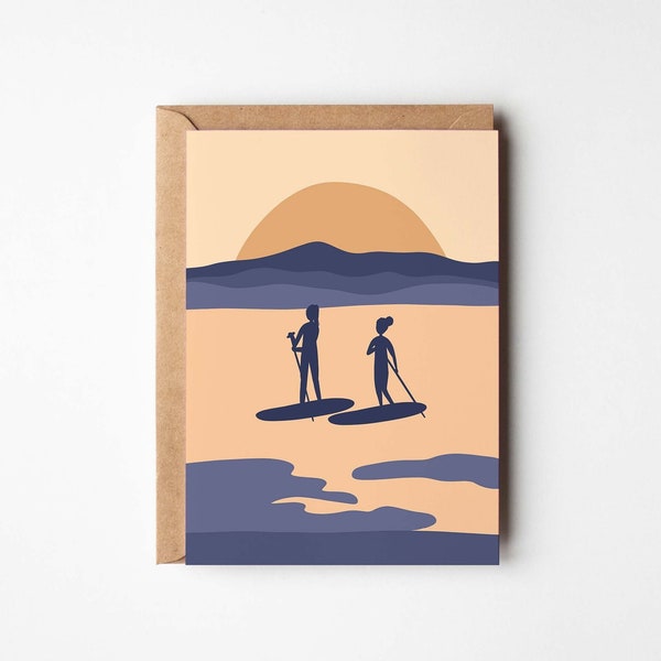 Paddleboard Customisable Card | Valentine's birthday wedding couple married anniversary sea sport surf stand Devon Cornwall Brighton coast