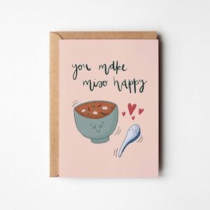 Miso-Suppe Valentinstag Wortspiel Karte | Jahrestag Geburtstag Liebe Nudel Ramen Japanisch Asiatisch Suppe Tofu Essen Freund Freundin cute Foodie
