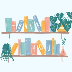 Thank You Books Cute A6 Customisable Card teacher professor end term student pupil book lover read gift graduation school science english image 2