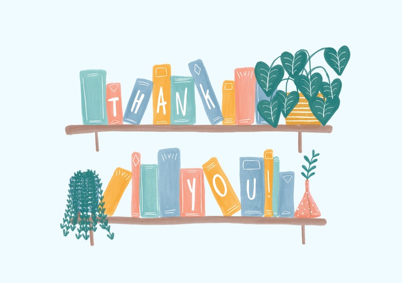 Thank You Books Cute A6 Customisable Card teacher professor end term student pupil book lover read gift graduation school science english image 2