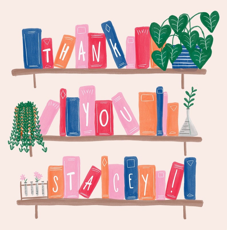 Thank You Books Cute A6 Customisable Card teacher professor end term student pupil book lover read gift graduation school science english image 4