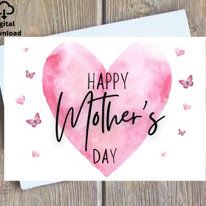Tarjeta del Día de la Madre Imprimible, Tarjeta del Día de la Madre Feliz Digital, Tarjeta del Día de la Madre Personalizada Imprimible, Tarjeta del Día de la Madre con Ilustración Digital