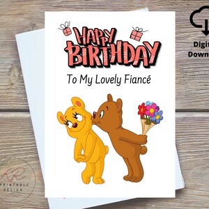Joyeux anniversaire à mon charmant fiancé imprimable, carte de fiancé, carte d'anniversaire de futur mari, carte d'anniversaire pour futur mari, partenaire, petit ami