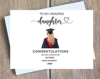Personalised Daughter, Niece, Graduation Card With Cap, University Graduation Card For Her, Grad Card For Daughter, Granddaughter Digital