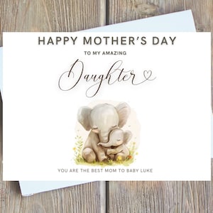 Tarjeta personalizada para el primer día de la madre para hija, tarjeta para el primer día de la madre para nuera, ahijada, primer día de la madre como mamá digital