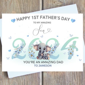 Gepersonaliseerde 1e Vaderdagkaart voor zoon, To My Amazing Son 1e vaderdagkaart, schoonzoon, eerste vaderdagcadeau, digitaal