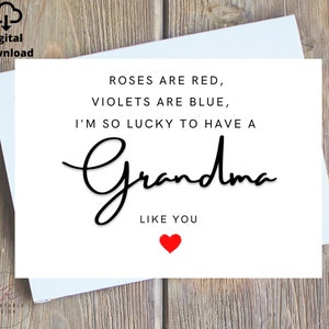 Oma Valentinstag Karte für sie Druckbare, personalisierte Oma Geburtstagskarte, Oma Geburtstagskarte Gedicht Geschenk, spezielle Karte für Oma