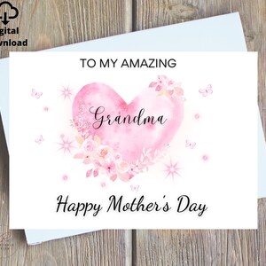 Grandma Mother&#39;s Day Printable Card, Happy Mother&#39;s Day Card For Grandma Digital Printable, Granny, Grandma Mother&#39;s Day Card Printable