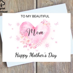 Carte À ma belle maman, carte imprimable de fête des mères, fête des mères numérique, carte de bonne fête des mères numérique, carte instantanée de fête des mères