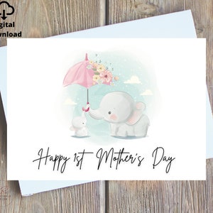 Tarjeta imprimible para el primer día de la madre, tarjeta digital para el primer día de la madre, tarjeta imprimible digital para el primer día de la madre.
