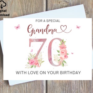 Alles Gute zum 70. Geburtstag Karte für Oma druckbare, 70. Geburtstag Karte für Oma, Oma 70. Geburtstag Karte, Oma 70. Geburtstag Digital