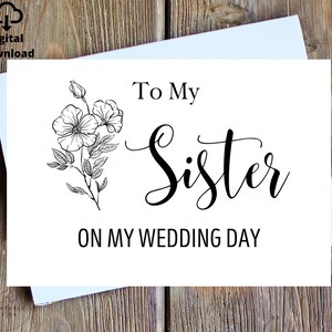 Para minha irmã no dia do meu casamento, cartão para minha irmã, cartão do dia do casamento para a irmã, cartão do dia do casamento, carta para sua irmã no dia do casamento