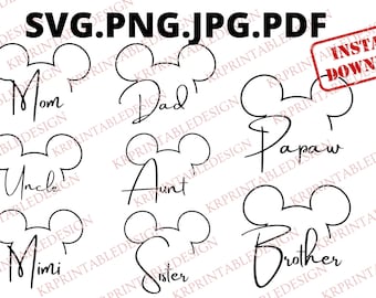 Mickey Dad SVG, Minnie Mom SVG, Camiseta da família Mickey Mouse Svg, Camiseta da família Minnie Mouse Svg, Férias em família Svg, Férias de Minnie Mikey SVG