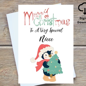 Frohe Weihnachten an eine ganz besondere Nichte druckbare Karte, Weihnachtskarte für eine besondere Nichte, Nichte Weihnachtskarte Digital druckbare
