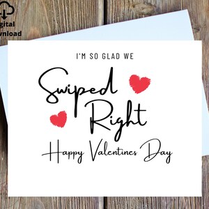 Ik ben zo blij dat we Valentijnsdagkaart naar rechts hebben geveegd, Happy Valentine's Day Card voor vrouw, echtgenoot, ik heb naar rechts geveegd Valentijnsdagkaart voor stel
