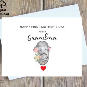 Alles Gute zum Muttertag als Oma druckbare Karte, Oma 1. Mutter-Tages-Karte, erste Mutter-Tages-Karte für Oma, niedliche Karte für Oma