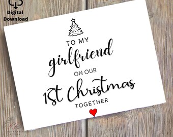 Girlfriend First Christmas Card, To My Girlfriend On Our First Christmas Together, 1st Christmas Card, Girlfriend 1st Christmas Card Digital