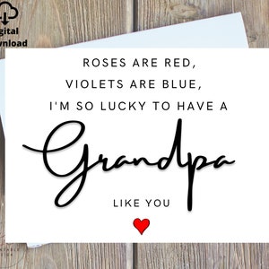 Biglietto di San Valentino per il nonno per lui stampabile, biglietto di compleanno personalizzato per il nonno, biglietto di compleanno per il nonno con poesia, biglietto speciale per il nonno
