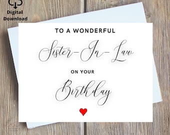 Sister-in-Law Birthday Card - (JJ-V637) - A Birthday Wish - from The Velvet Range - Embossed with A Foiled & Flittered Finish