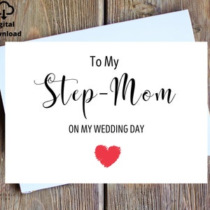 Para mi madrastra Tarjeta del día de mi boda, Tarjeta para mi madrastra, Tarjeta del día de la boda para madrastra, Tarjeta del día de la boda, Carta a tu madrastra